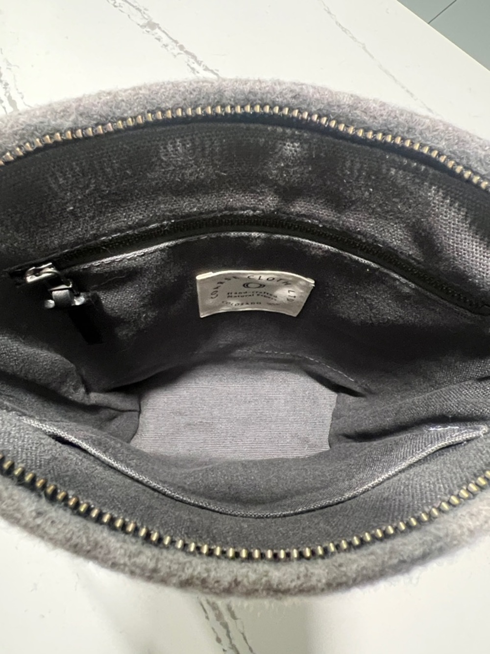 Coarse Cloth LTD Scout Wool Felt Colorblock Crossbody Bag - Gray, Teal & Olive - Picture 3 of 16